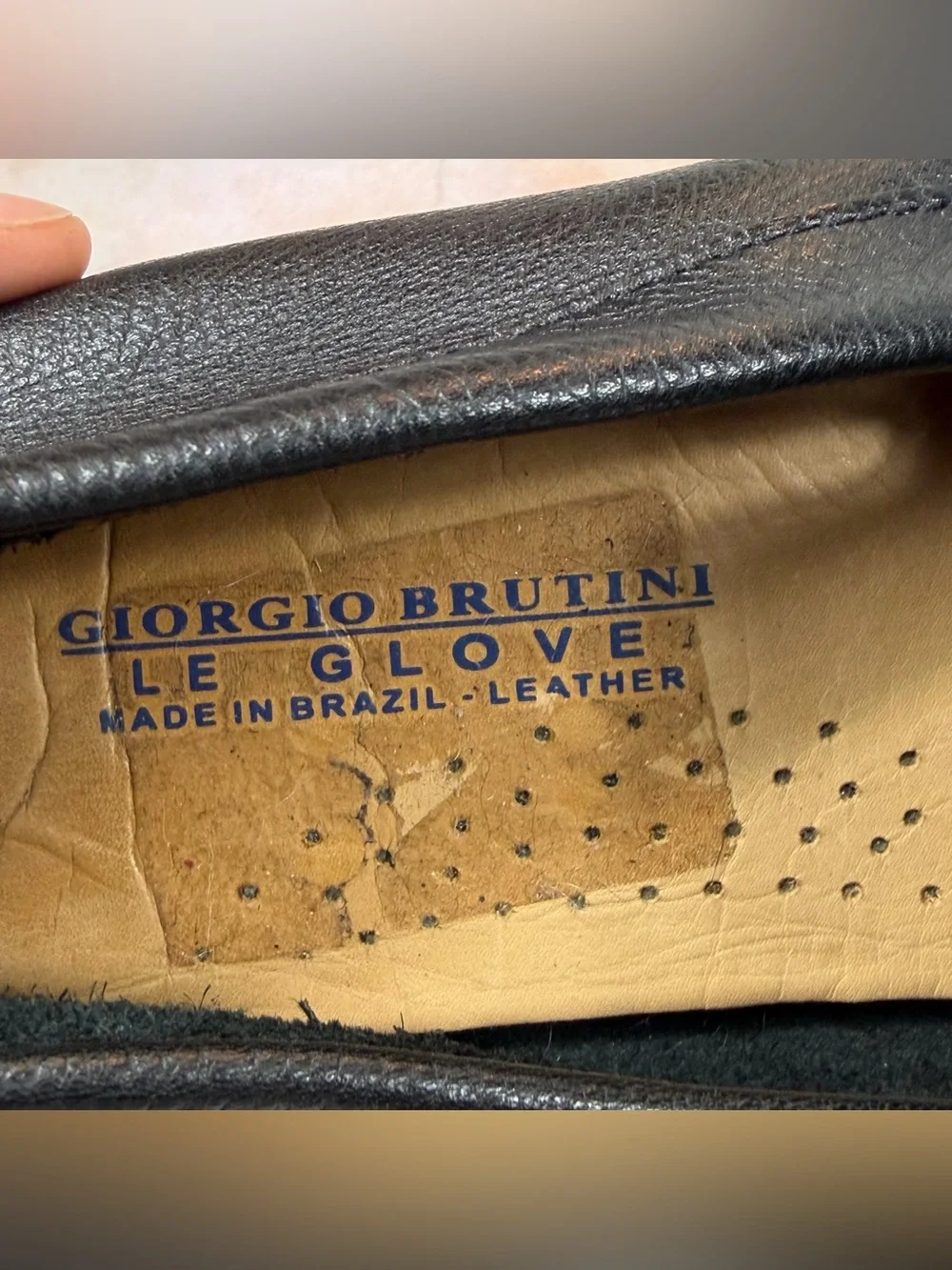 Giorgio Brutini Le Glove Black Pebbled Leather Slip-On Horsebit Driving Loafer